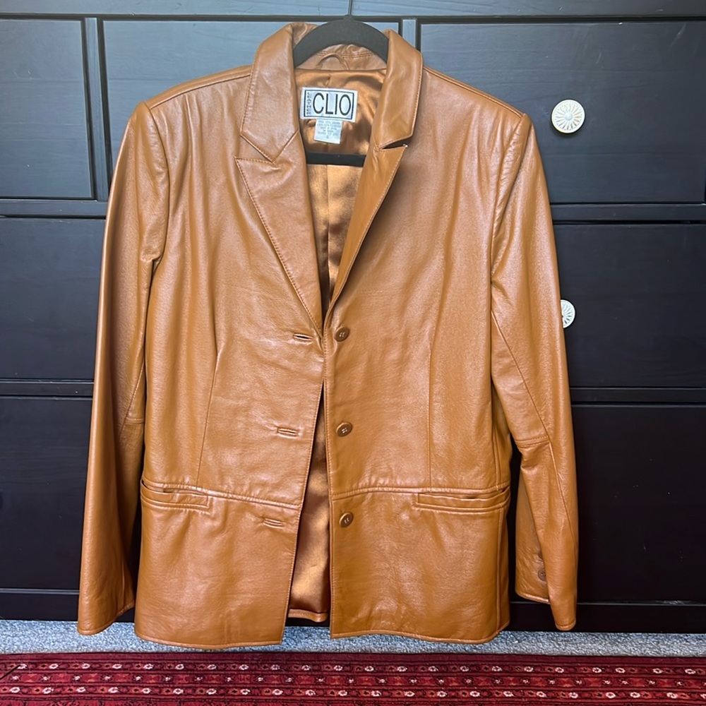 Vintage Brown Leather Clio Blazer Jacket